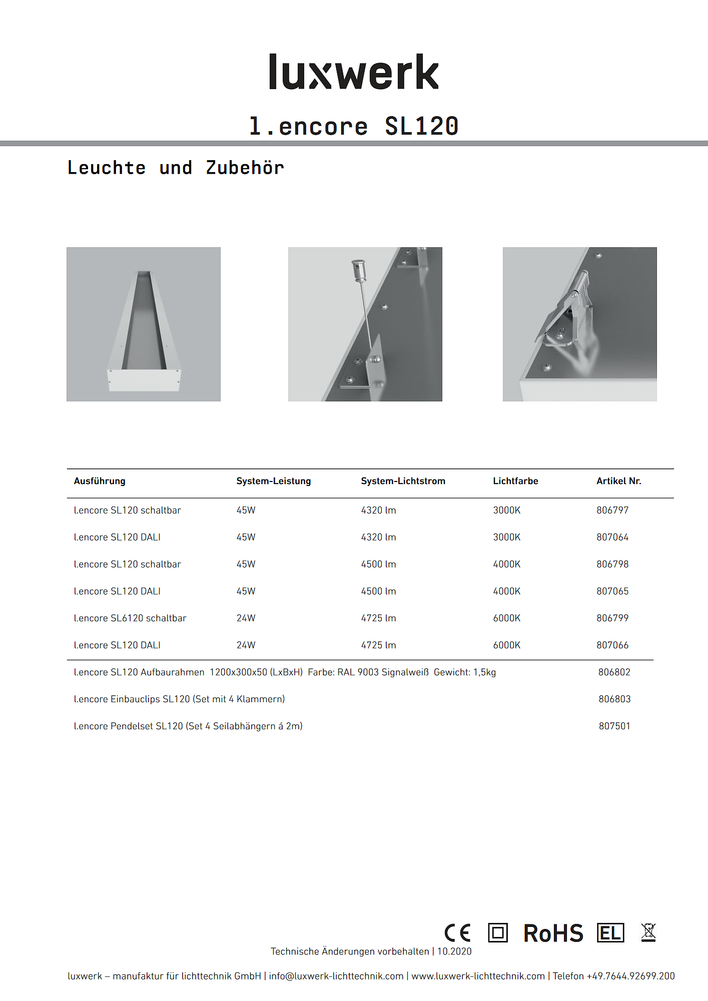 l.encore sl120 data sheet pdf page