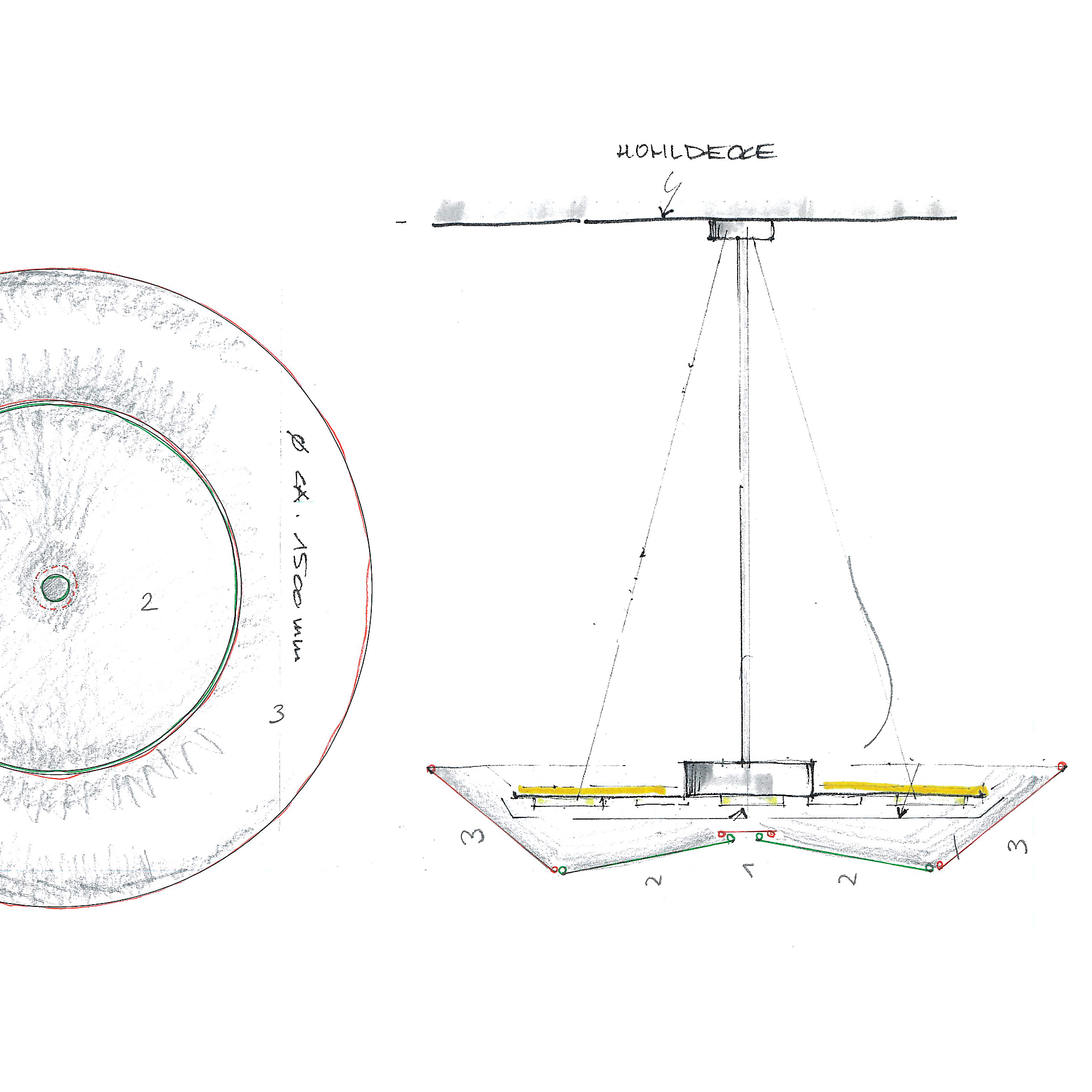Große indirekte Textilpendelleuchte - Textilpendelleuchte mit funktionalen Anforderungen und gestalterischen Ansprüchen