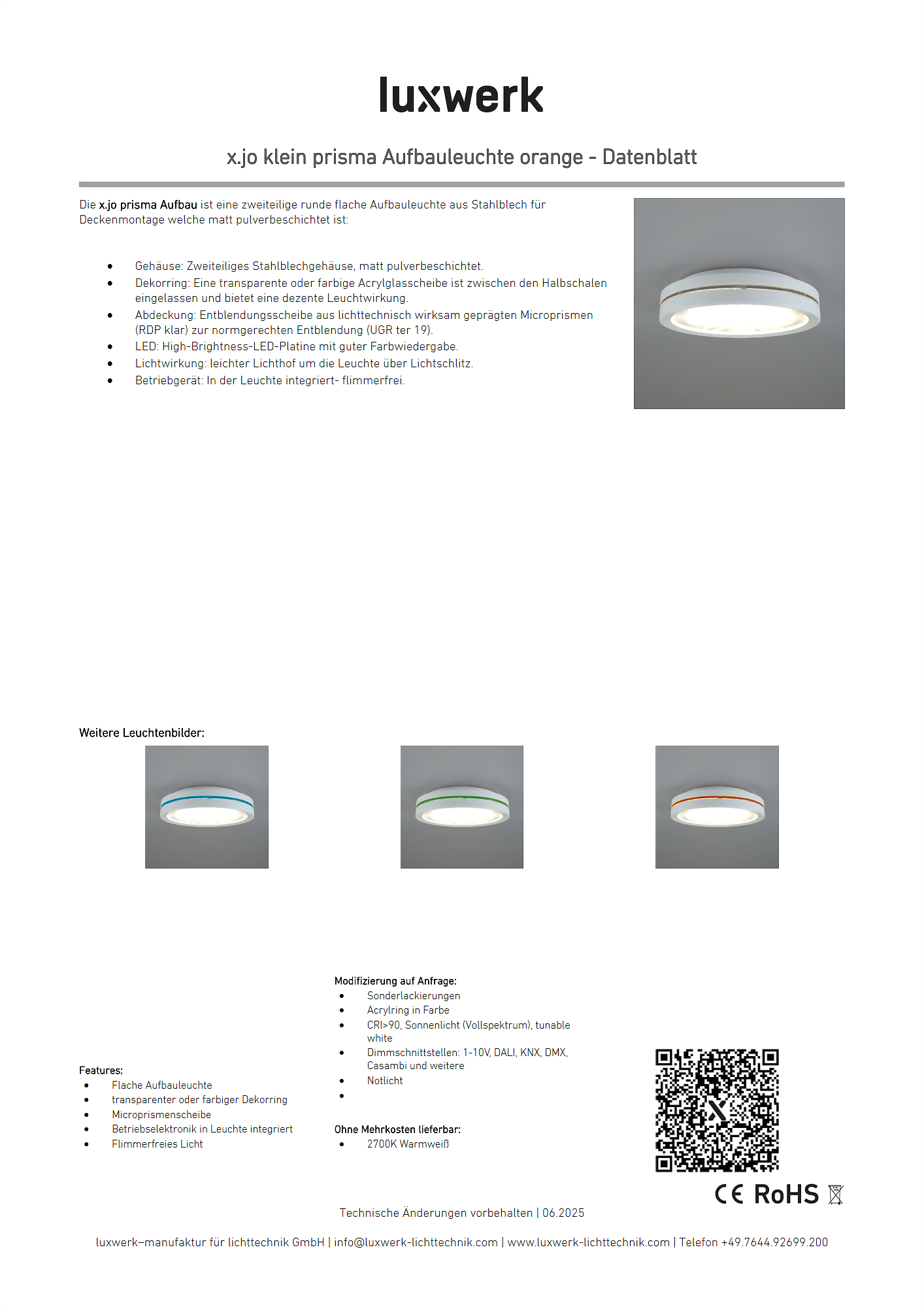 x.jo klein prisma aufbauleuchte orange data sheet 805935 pdf page