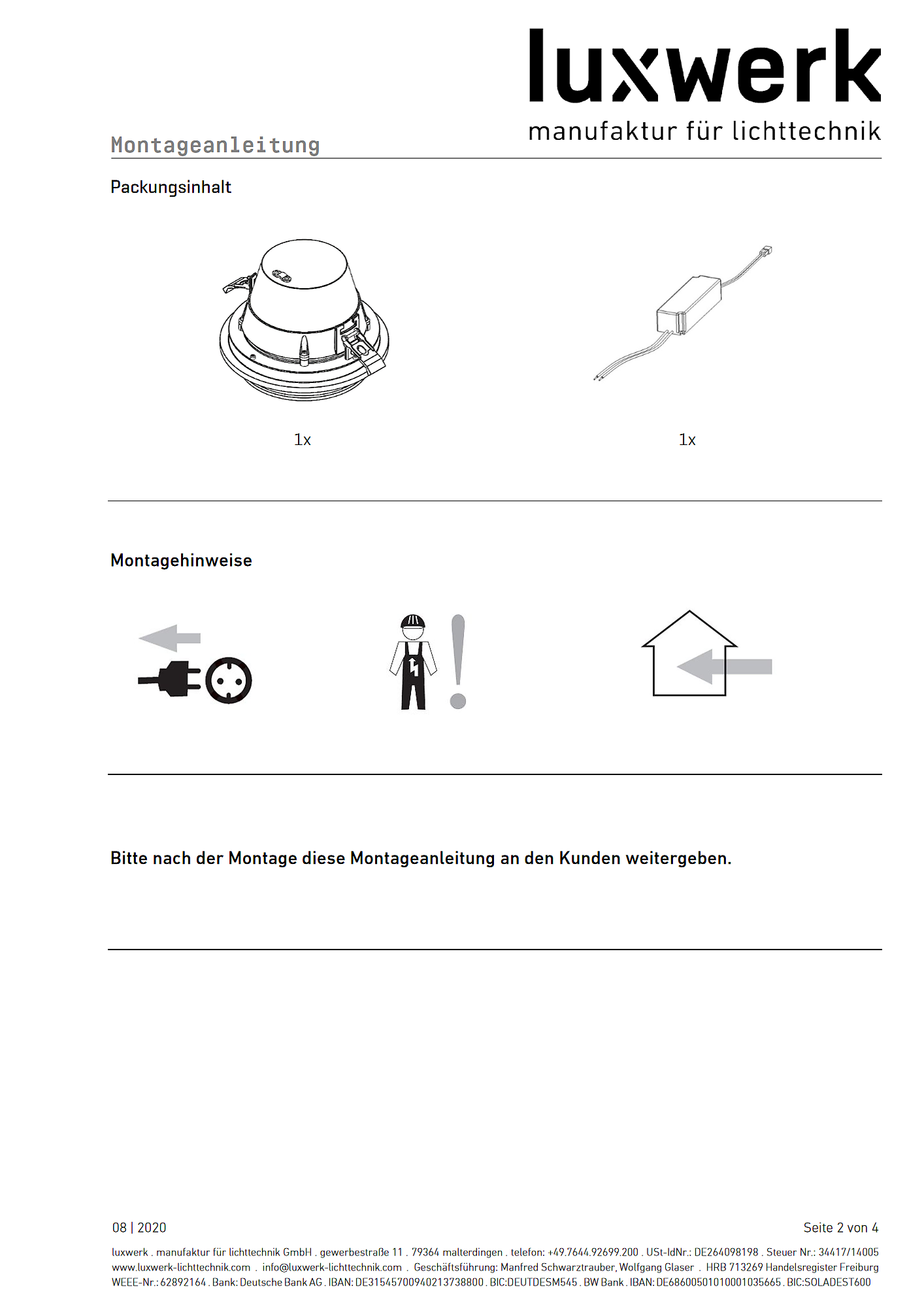 x.light c assembly instructions pdf page