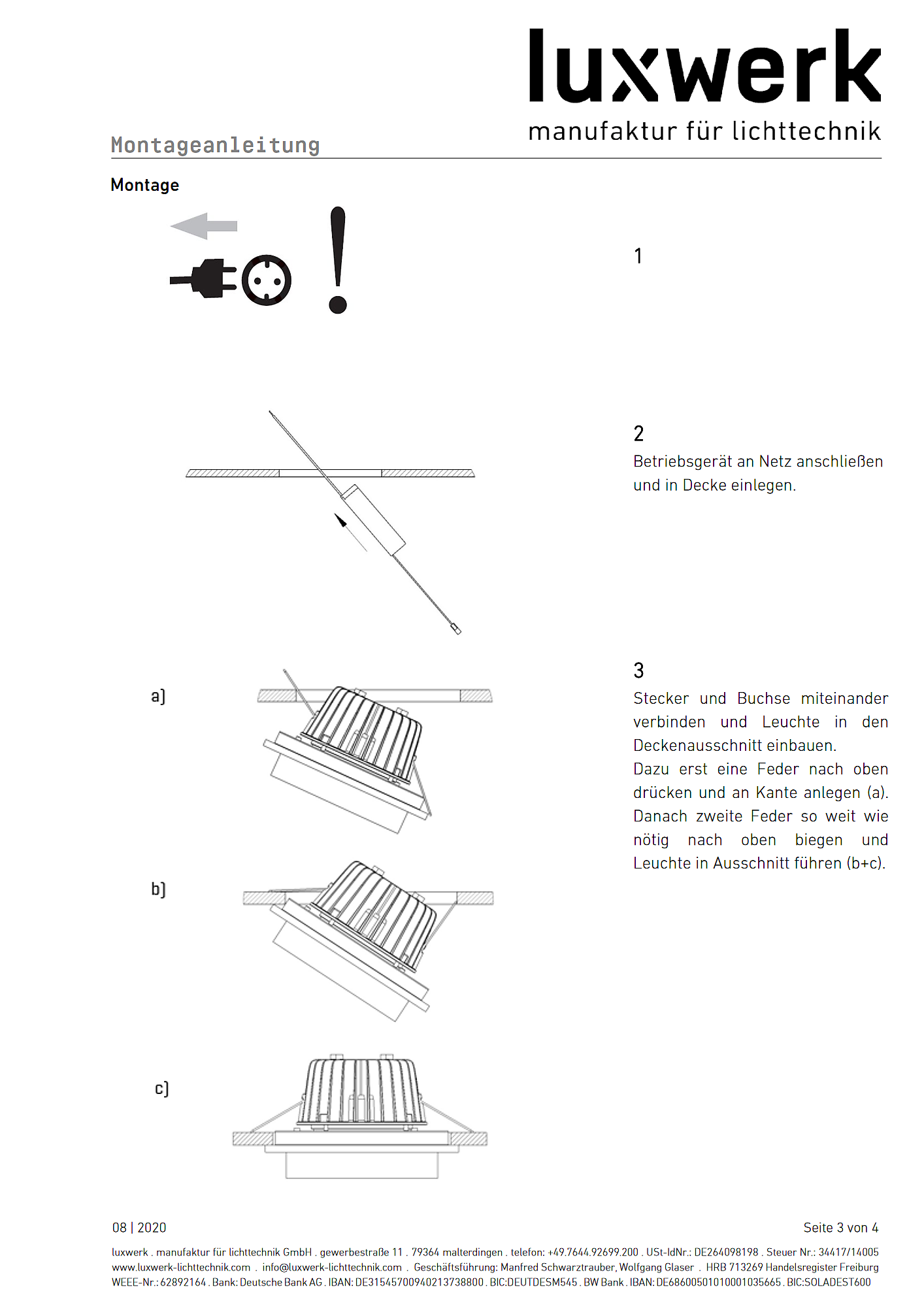 x.light c assembly instructions pdf page