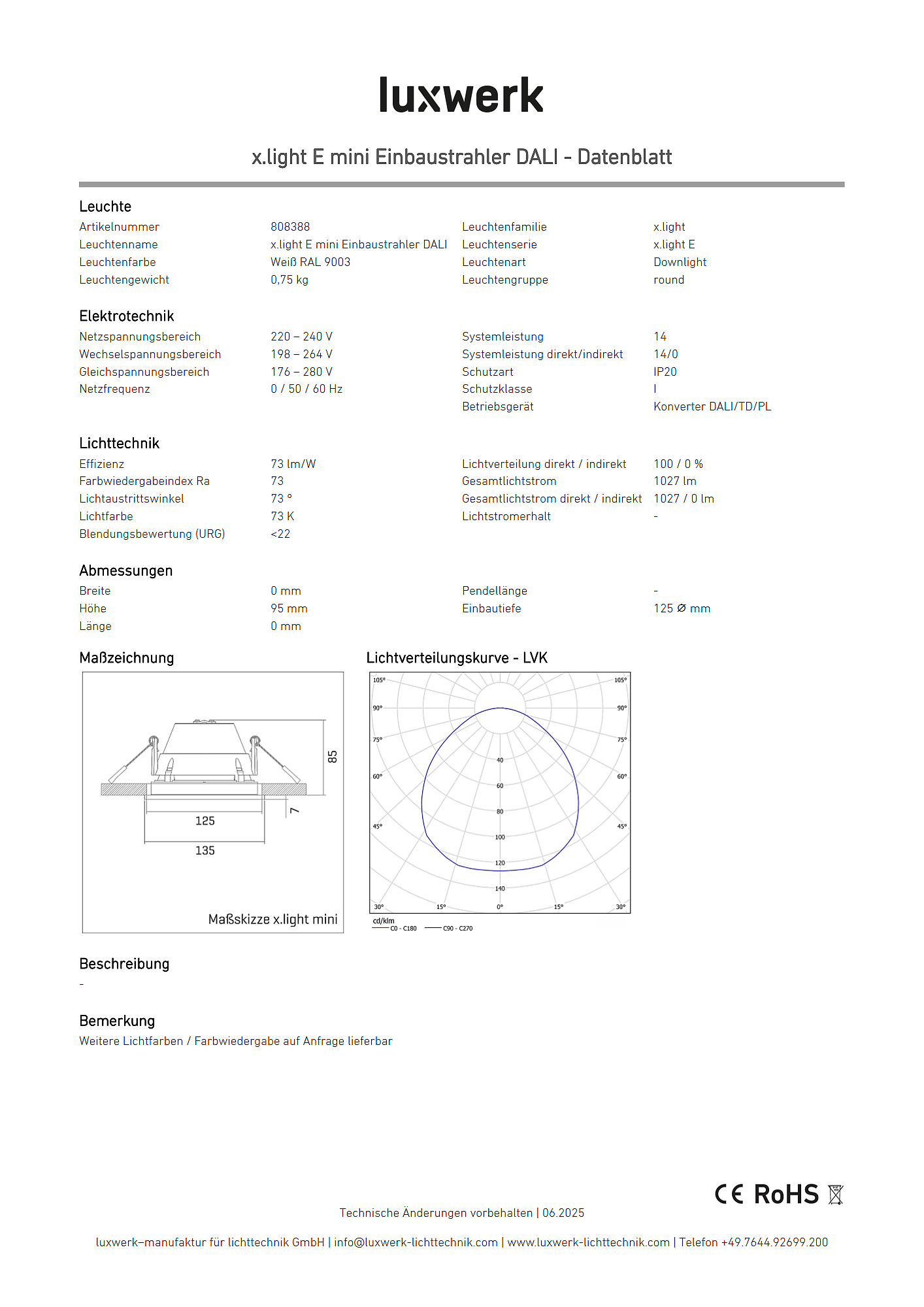 x.light e mini einbaustrahler dali data sheet 808388 pdf page