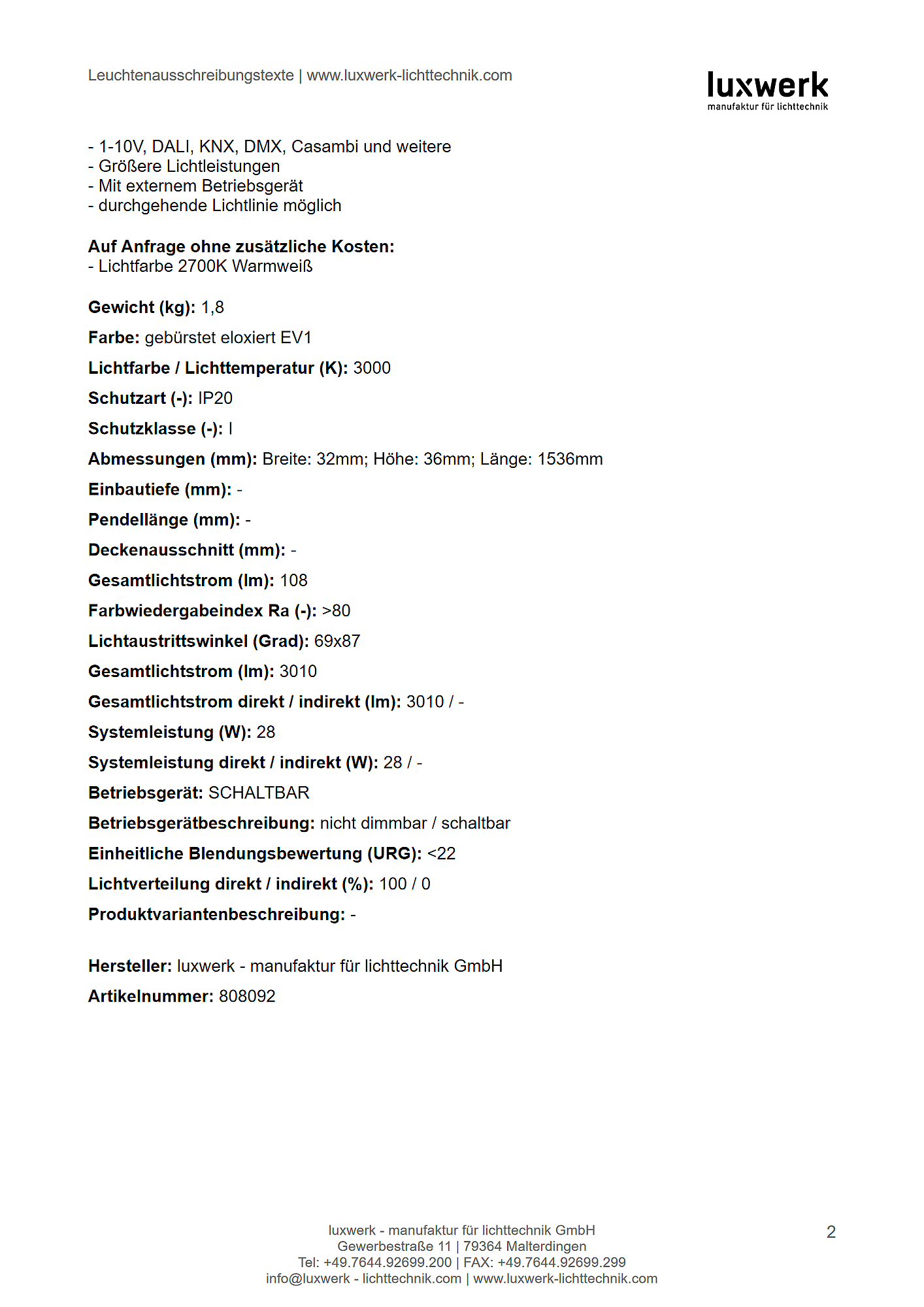 x.line a deckenaufbauleuchte microprismen tender specification 808092 pdf page