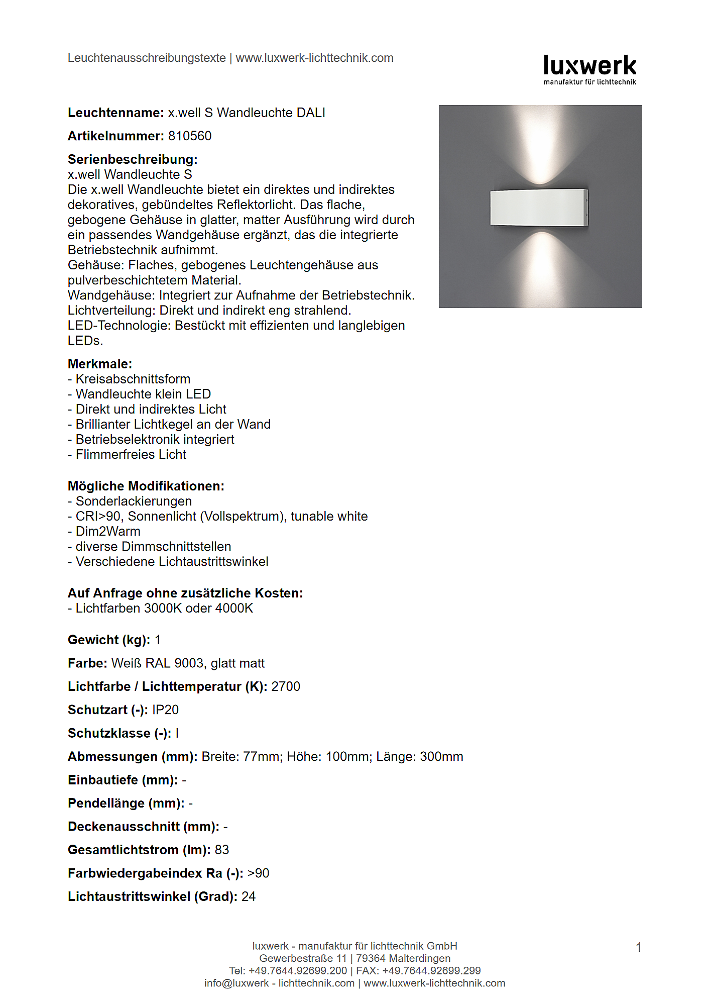 x.well s wandleuchte dali tender specification 810560 pdf page