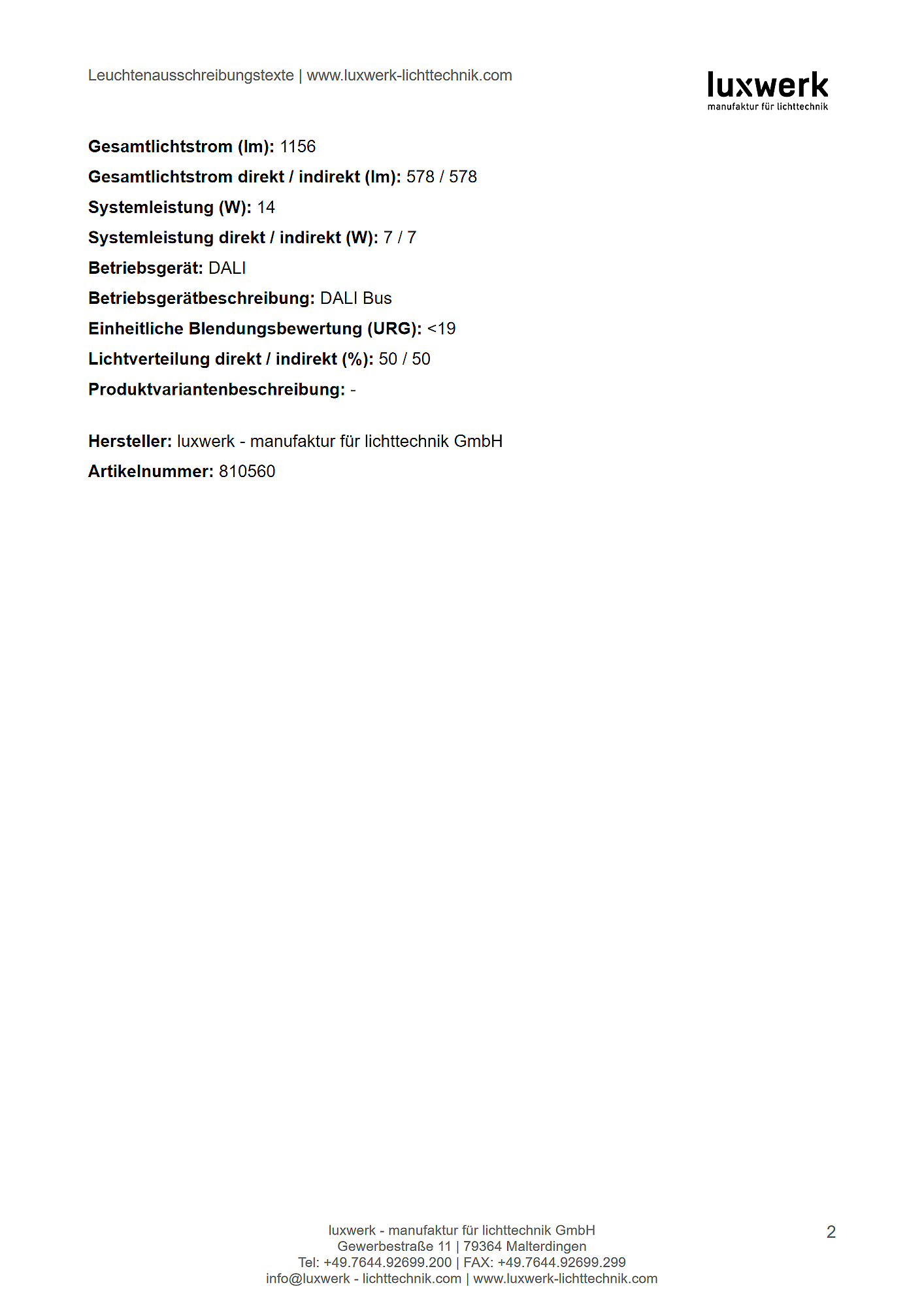 x.well s wandleuchte dali tender specification 810560 pdf page